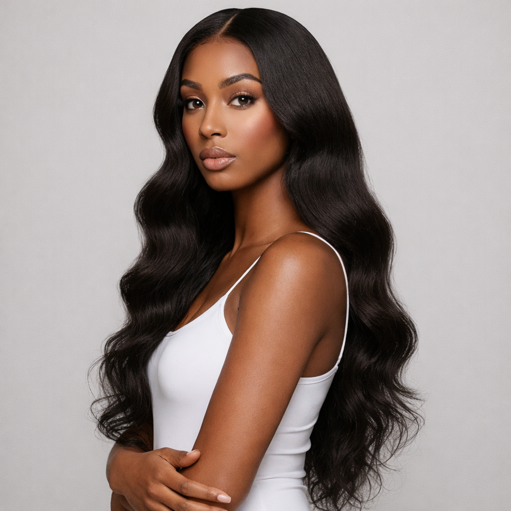 Body Wave hair extension from UltimateHairWorld showing soft, natural waves and smooth texture in a close-up view.