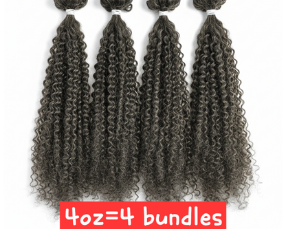 Bundle of Afro Kinky bulk hair from UltimateHairWorld, featuring tightly curled, kinky textured hair on a clean white background.