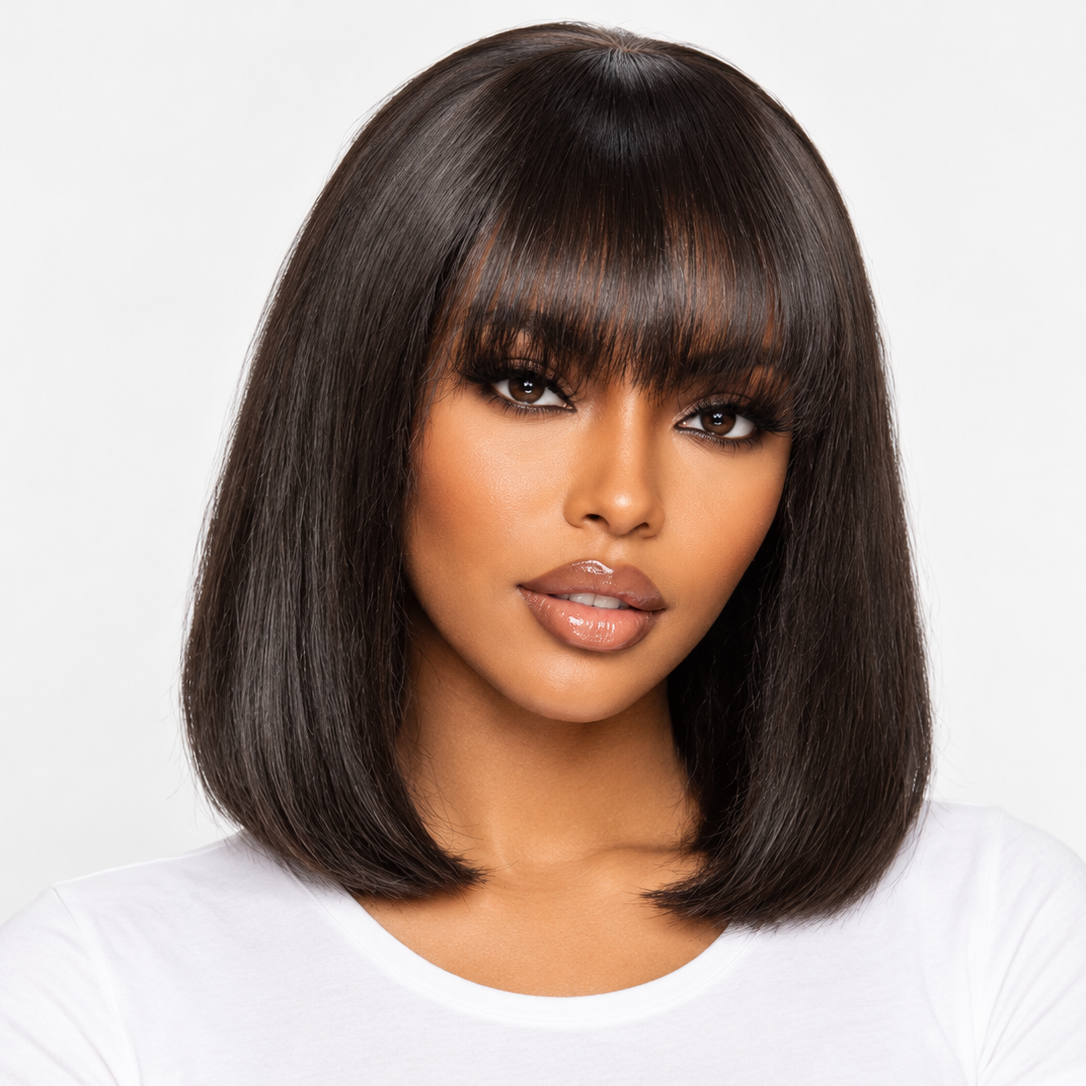 The First Lady Bob – 10" Human Hair Glueless Wig With Bangs