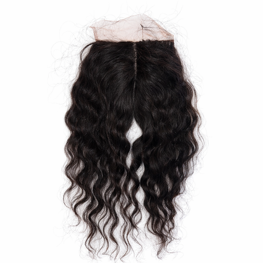 Natural wave lace closure from UltimateHairWorld, 4x4 inch size, showcasing realistic parting and fine lace detail for seamless hair integration.